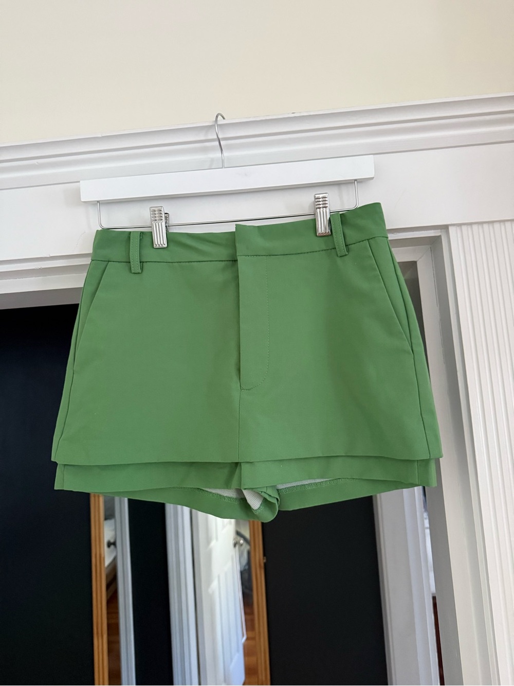 Zara Green Tailored Mini Skort Shorts Size XS